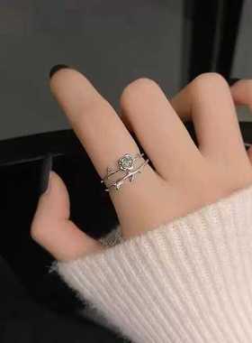 2025双层玫瑰送礼食指戒简约