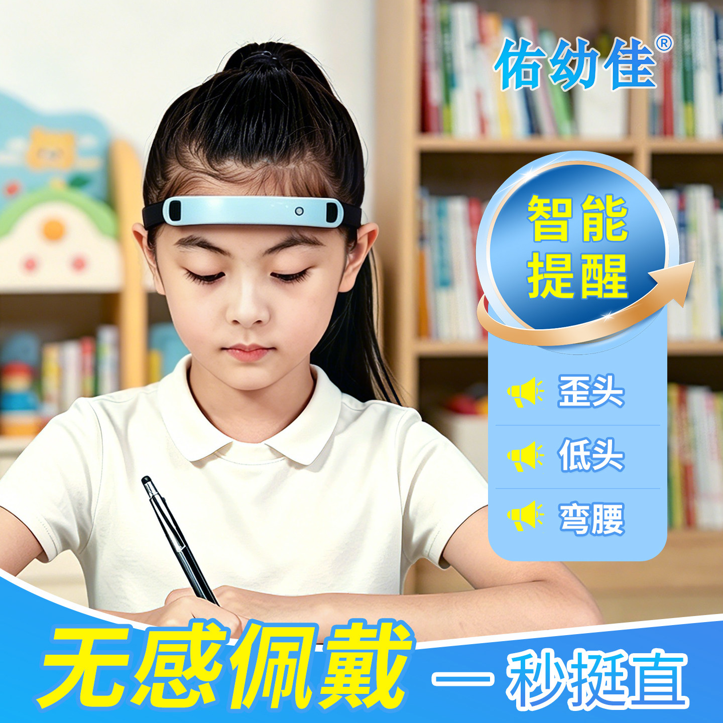 儿童写作业坐姿矫正器小学生写字抬头提醒纠正智能防近视歪头护眼