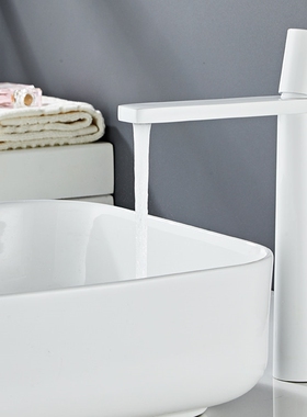 湘卓白色304不锈钢冷热水台上面固定坐式水龙头盆水龙头酒店创意