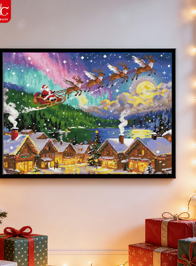 DC蒂彩钻石画圣诞老人钻石绣手工diy十字绣满钻客厅卧室装饰挂画