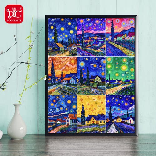 2025年新款星空下的村庄钻石画