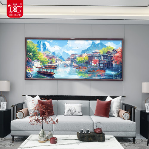 2025新款手工十字绣客厅风景画