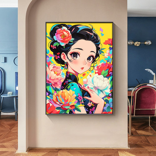 蒂彩DC钻石画 画2025新款似水佳人客厅玄关国风女孩手工diy十字绣