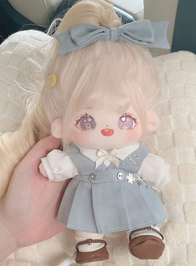 现货棉花娃娃20cm马尾黑色白色娃用多色高温丝抓发夹可爱发饰头饰