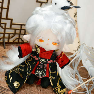 可奈造物棉花娃娃20cm娃衣套装 原创古风烫金红黑云涧鹤现货衣服