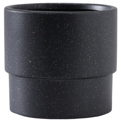 哑光黑白镭射砂陶瓷花盆有孔带托