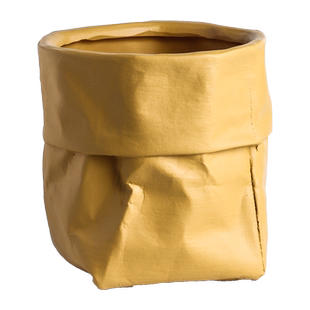 陶瓷北欧牛皮纸布袋造型花盆莫兰迪色轻奢家居绿植花卉仙人掌花器