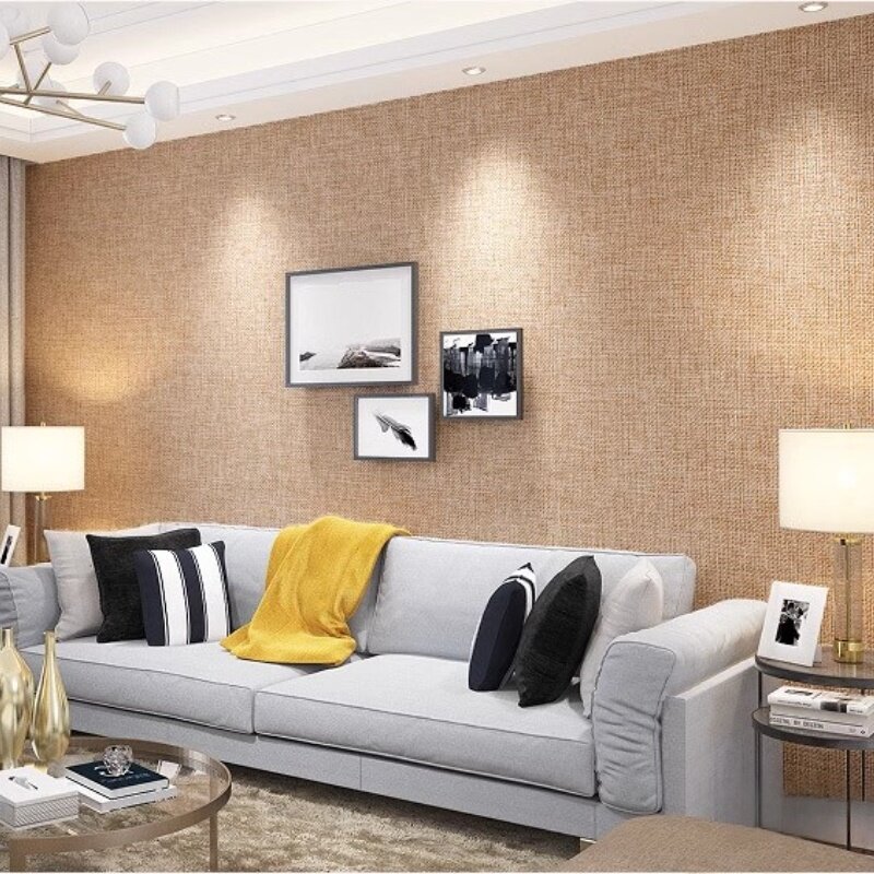 本地上门安装亚麻细麻墙布素色工程家装墙布无缝墙布壁布简约现代