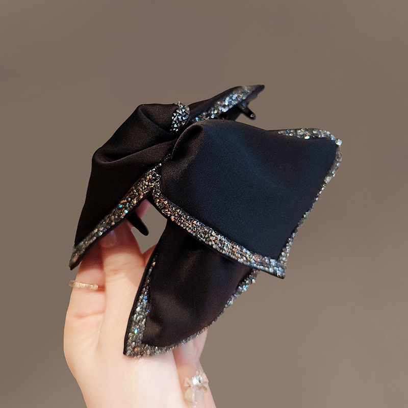 气质复古高级感缎面蝴蝶结抓夹