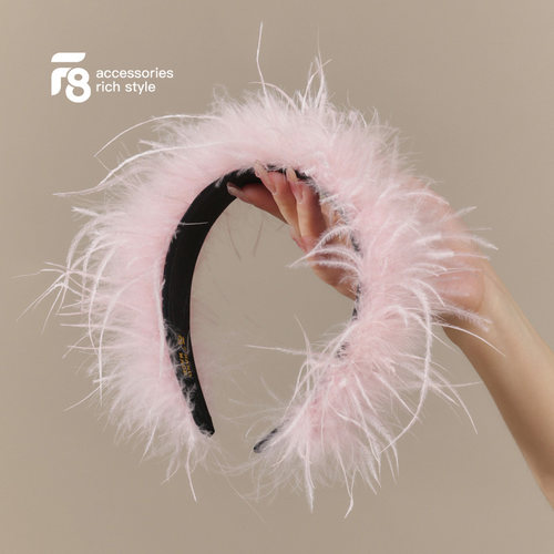 发箍鸵鸟毛甜美减龄蓬松显高颅顶