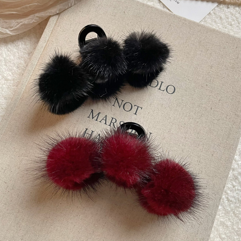 抓夹仿水貂毛时尚毛球大号盘发