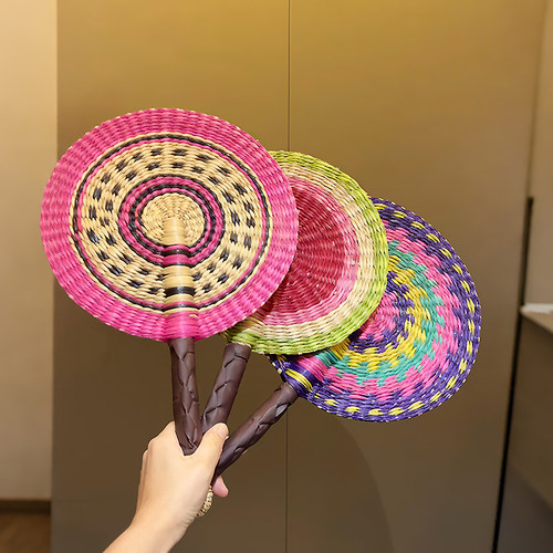 夏天竹编西瓜扇子蒲扇非遗手摇加厚随身方便携带海草编织古风防蚊