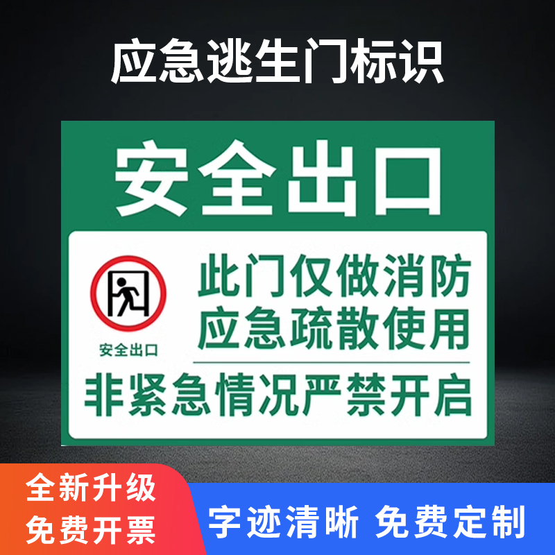 打开消防通道出口指示牌非标识应急疏散贴纸逃生门紧急标识牌安全