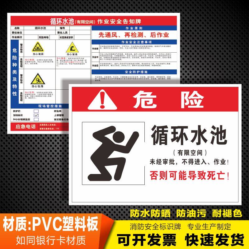 空间作业安全告知牌储罐化粪池冷库除尘器废气处理塔消防水池蓄水池