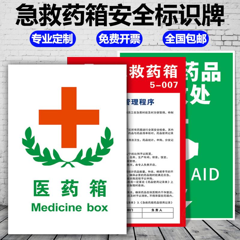 急救药箱安全标识牌急救箱存放处标识药品分类牌医药箱标识牌安全警示标志牌急救箱存放处标识