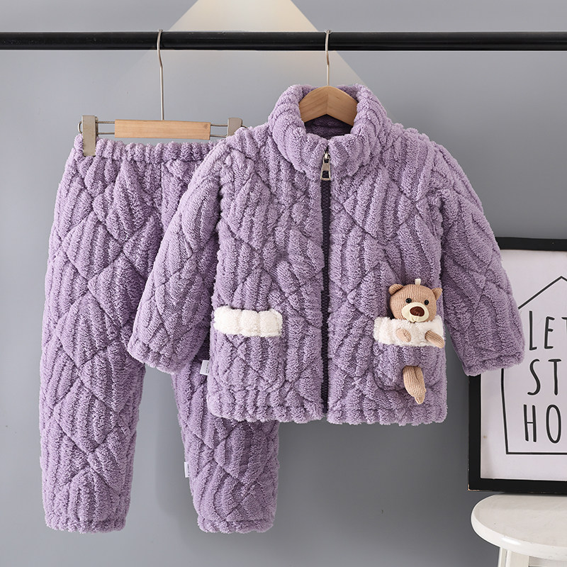 冬季男童女童珊瑚绒睡衣