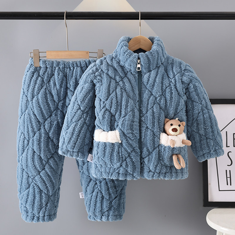 冬季男童女童珊瑚绒睡衣