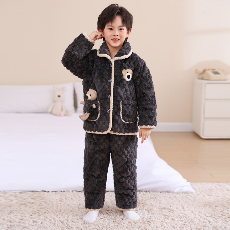 冬季男童加厚款法兰绒