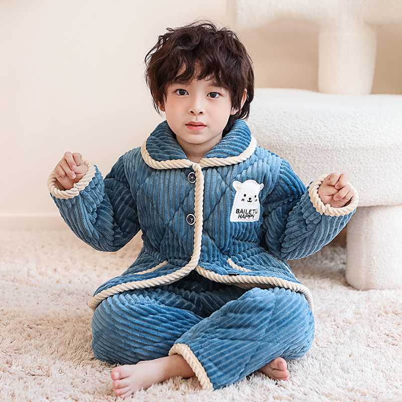 儿童三层夹棉加厚款睡衣