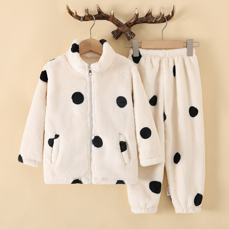 亲子秋冬加厚法兰绒家居服