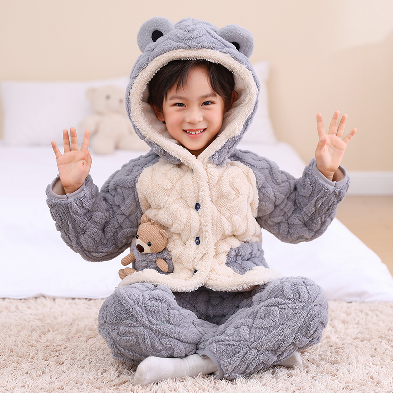 儿童冬季加绒加厚睡衣