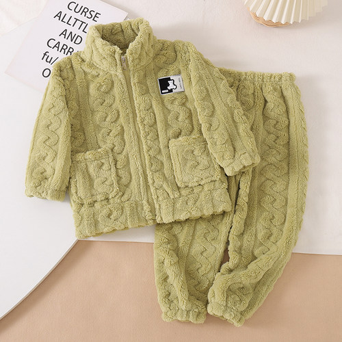 儿童秋冬季法兰绒睡衣套装