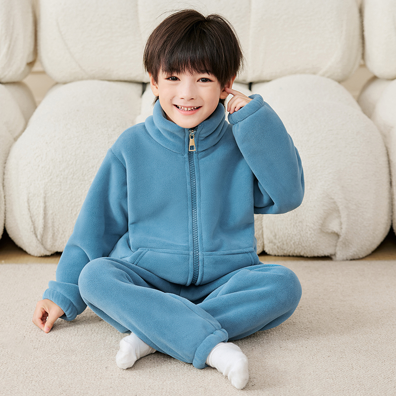 儿童双层加绒加厚保暖套装