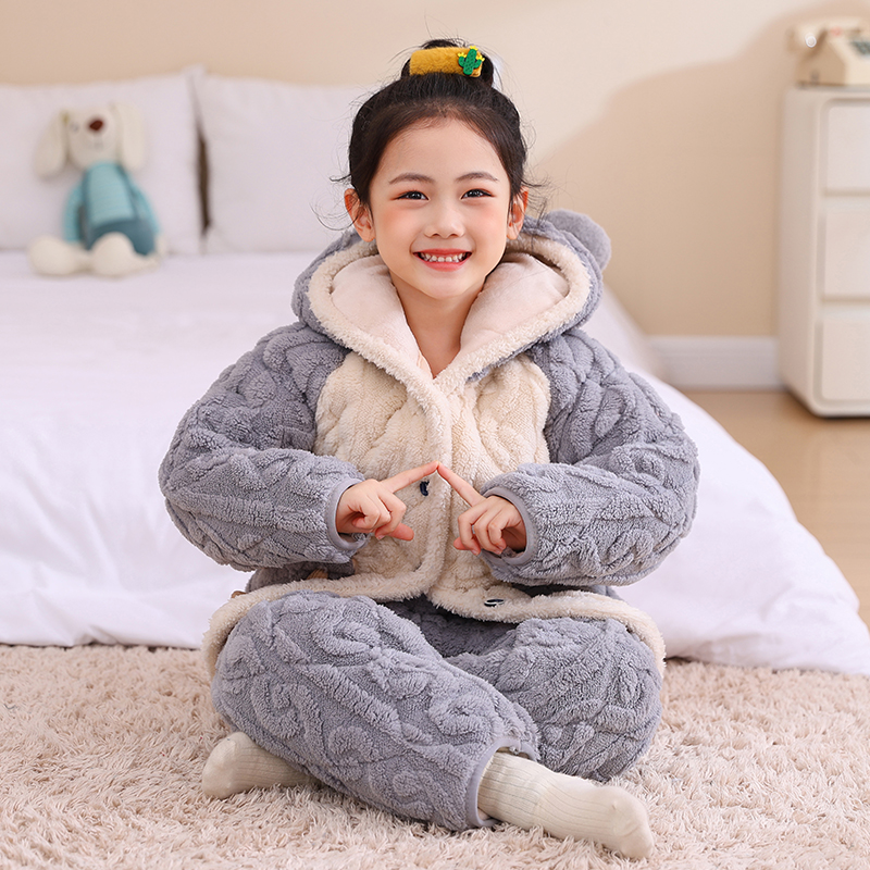 儿童冬季加绒加厚睡衣