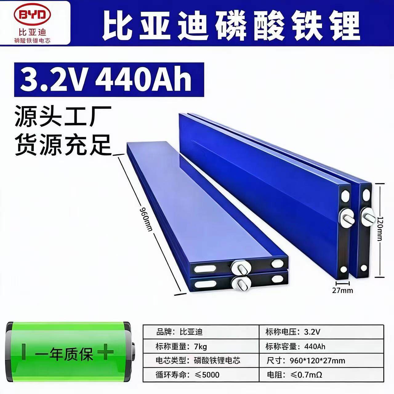 全新25年比亚迪磷酸铁锂刀片电池3.2v420安时440安时大容量锂电池