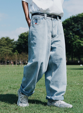 MindError ME Skateboard Jeans 宽松直筒街头滑板小象刺绣牛仔裤