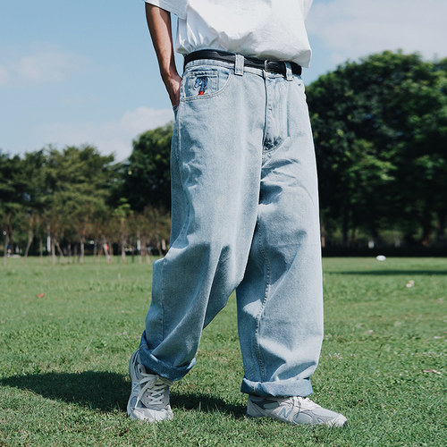 宽松直筒牛仔裤MINDERROR刺绣