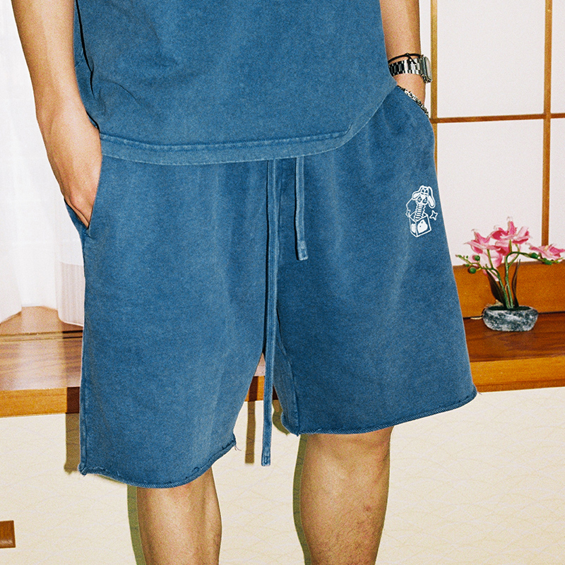 MindError水洗做旧休闲短裤