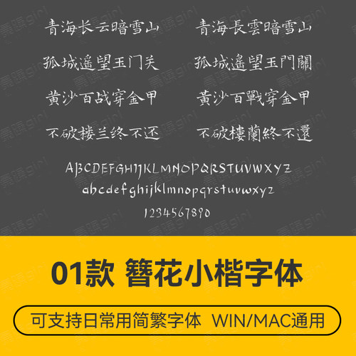 Procreate/Win/GoodNotes/Mac 簪花小楷书法行楷中文简繁字体设计