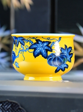 立勤堂丨黄地青花南瓜纹杯 容量80cc 景德镇陶瓷