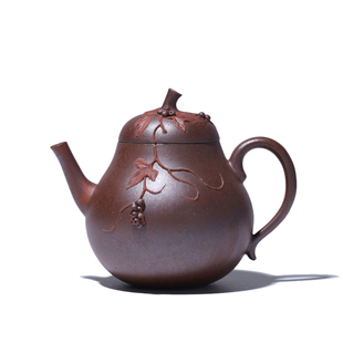 大吉羊柴烧 宜兴紫砂壶 原矿本山绿泥多子多福茄瓜150ml庄勤英