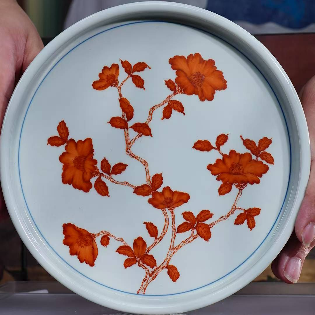 立勤堂矾红山茶花壶承景德镇陶瓷