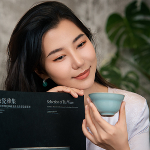 饮古观青葫芦主人杯景德镇汝瓷茶具女士个人专用2025新款高端
