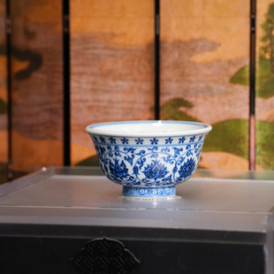 大明风华仿明永乐青花缠枝莲小压手杯德镇陶瓷茶杯主人杯70ml