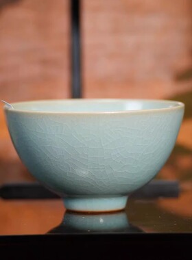 饮古观青丨柴窑大鸡心杯容量120cc景德镇陶瓷茶杯冰裂纹主人杯