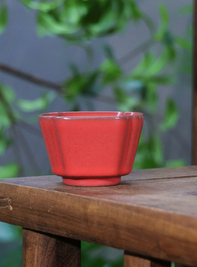 山楂红-梵山堂-葵口四方杯-80CC（W0532）