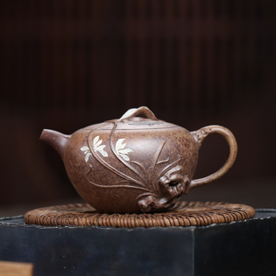 大吉羊柴烧 宜兴壶茶壶茶具 本山绿泥晓梦迷蝶120ml徐雅