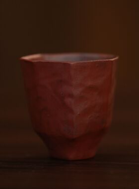 瓷泡泡 景德镇【半斋】红粉引七方杯｜50cc｜匠人手作