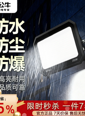 公牛超亮投光灯防水led灯厂房户外照明灯探照灯室外投射泛光强光