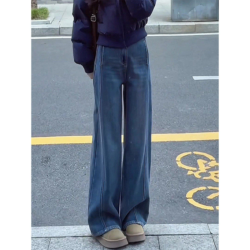 复古蓝色直筒牛仔裤女2026春季新款高腰宽松显瘦小个子窄版直筒裤,女装/女士精品,牛仔裤,淘宝优惠券,粉丝福利购,淘宝优惠卷