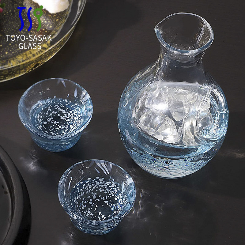 日本进口东洋佐佐木玻璃清酒杯清酒壶冰见雪冷酒器冰酒壶酒具套装