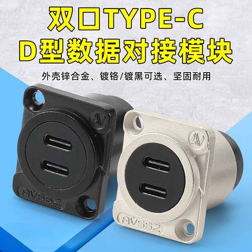 双口Typec接口D型模块USB3.0母座转接头带固定面板延长转换连接器
