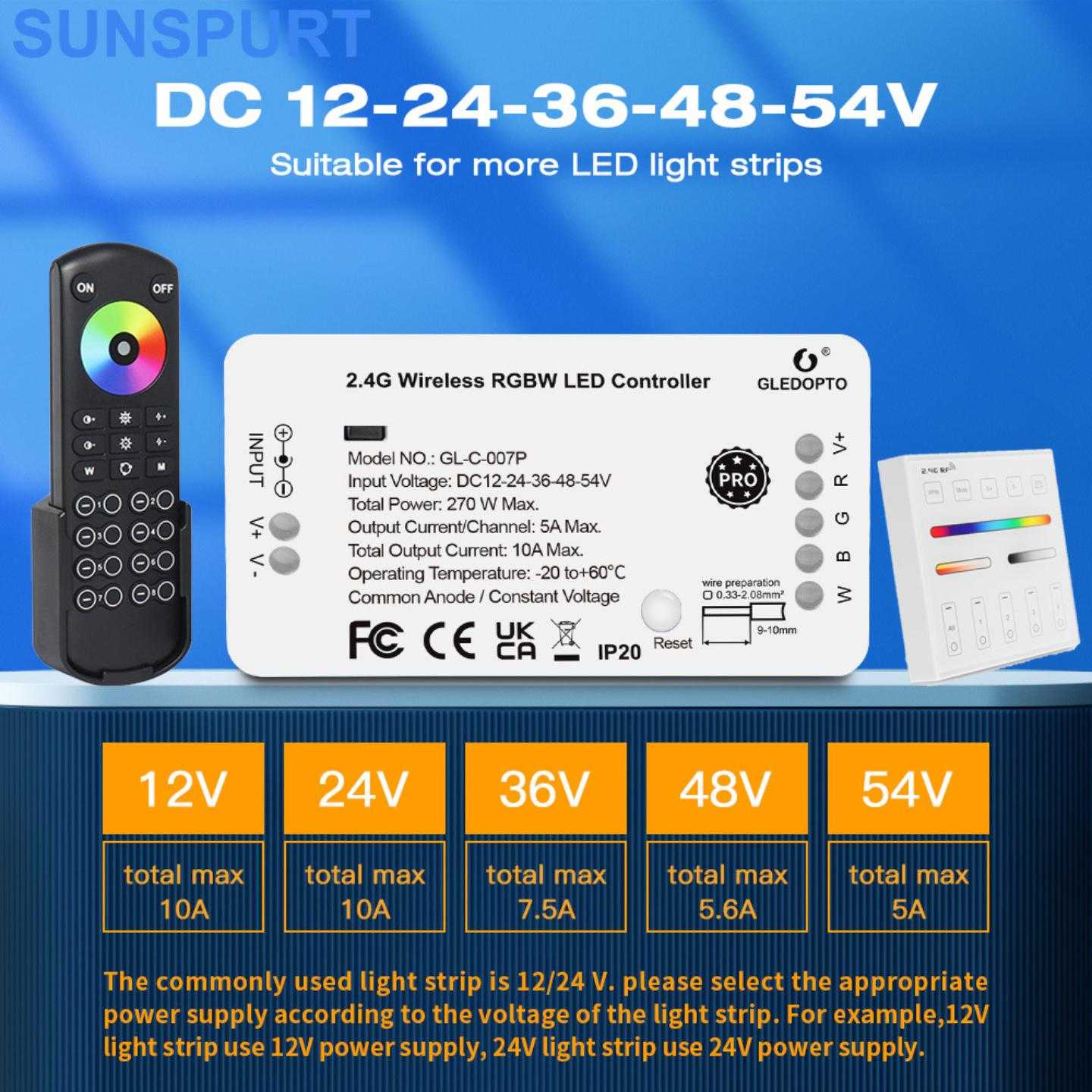 GLEDOPTO ZIGBEE3.0单色RGB RGBW RGBCCT LED灯带控制器 DC12-54V