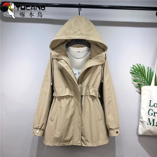 啄木鸟中长款风衣外套女春秋2026新款妈妈休闲巨好看连帽收腰上衣