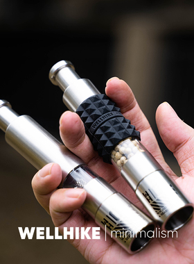 WELLHIKE冲击波研磨器不锈钢战术胡椒海盐手动按压调料瓶GZ硅胶套