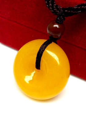 正品天然玛瑙缅甸翡翠黄色龙玉平安扣吊坠冰种玉佩男女玉坠毛衣链